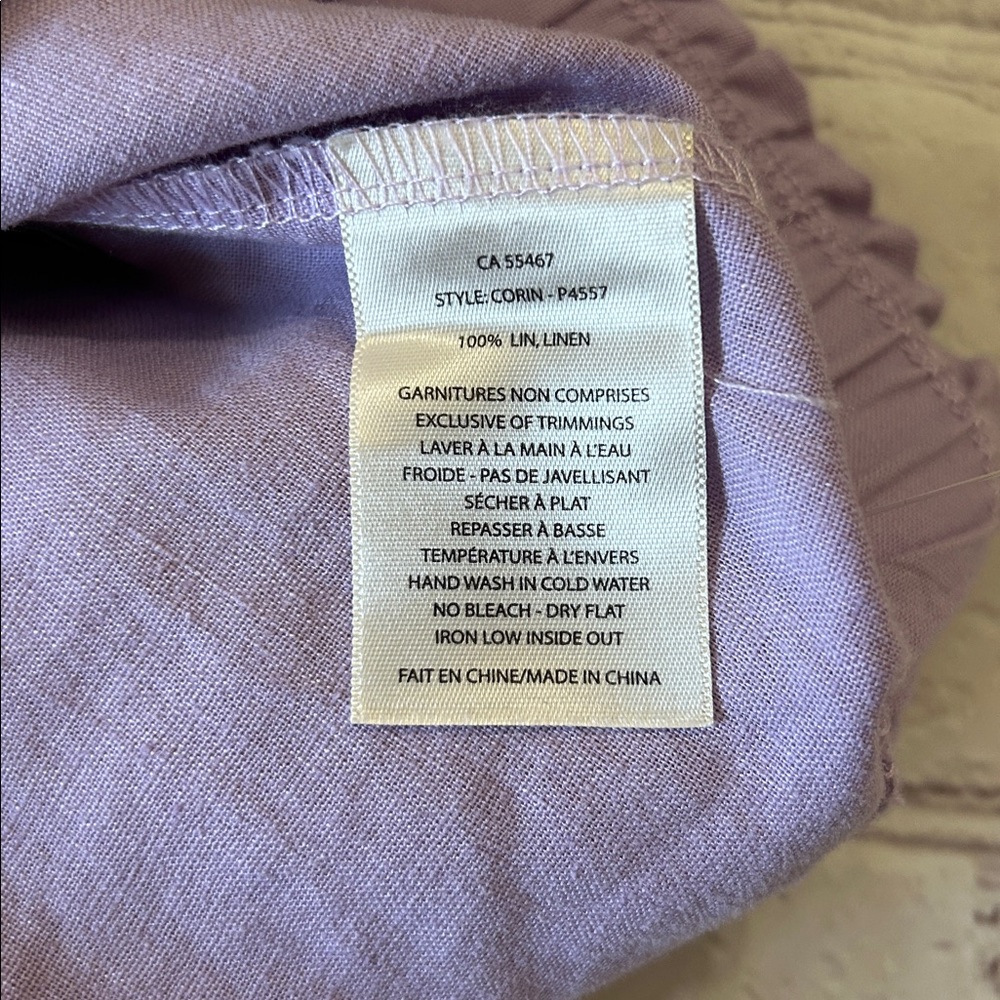 MELISSA NEPTON High Waist Pull-on Linen Shorts in Lilac Size Medium Quiet Luxury - Picture 5 of 6